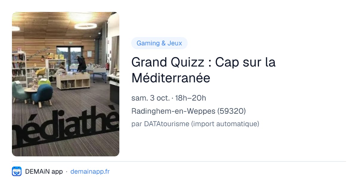 Grand Quizz : Cap sur la Méditerranée — Radinghem-en-Weppes