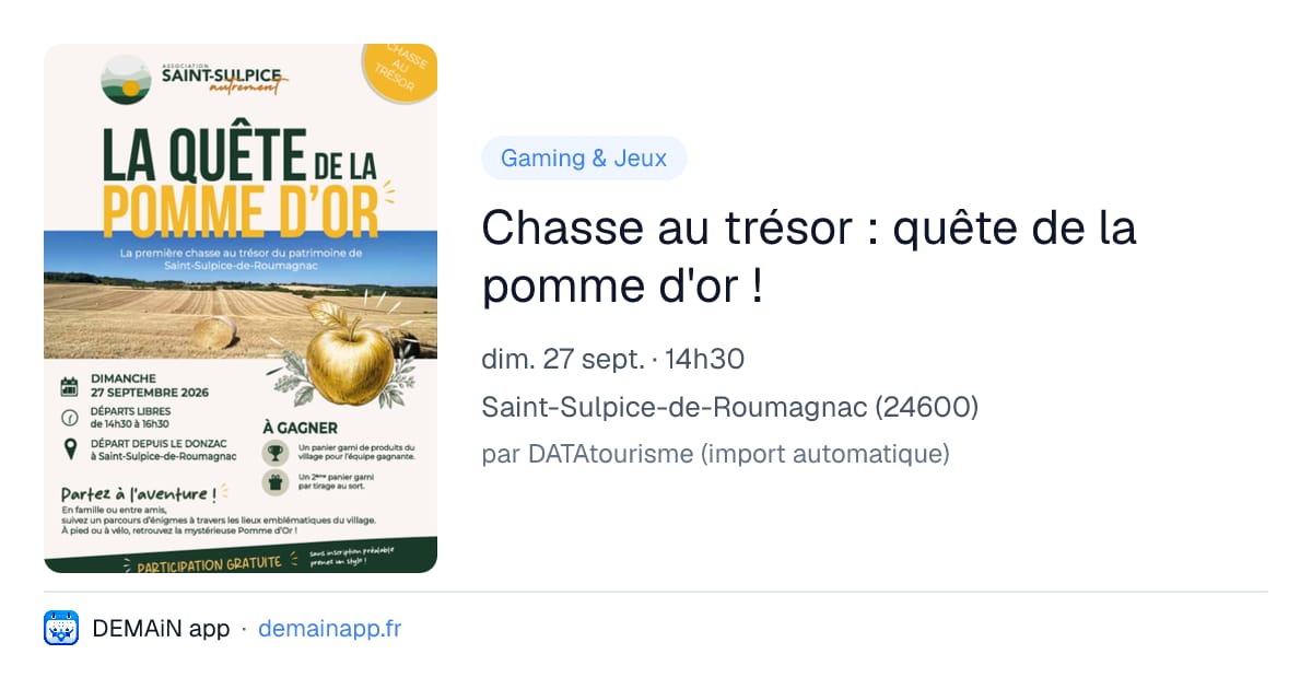 Chasse au trésor : quête de la pomme d'or ! — Saint-Sulpice-de-Roumagnac