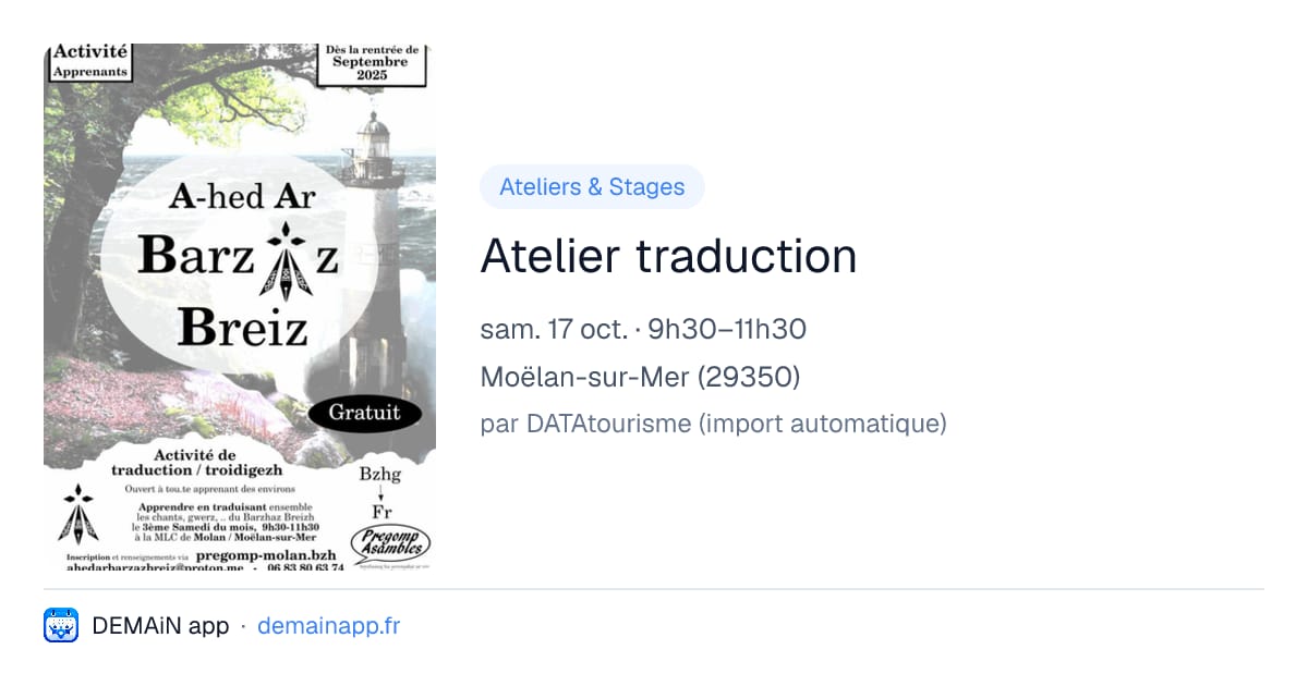 Atelier traduction — Moëlan-sur-Mer