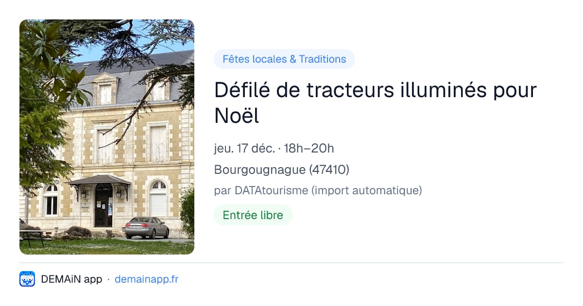 Défilé de tracteurs illuminés pour Noël — Bourgougnague