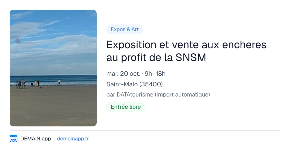 Exposition et vente aux encheres au profit de la SNSM — Saint-Malo