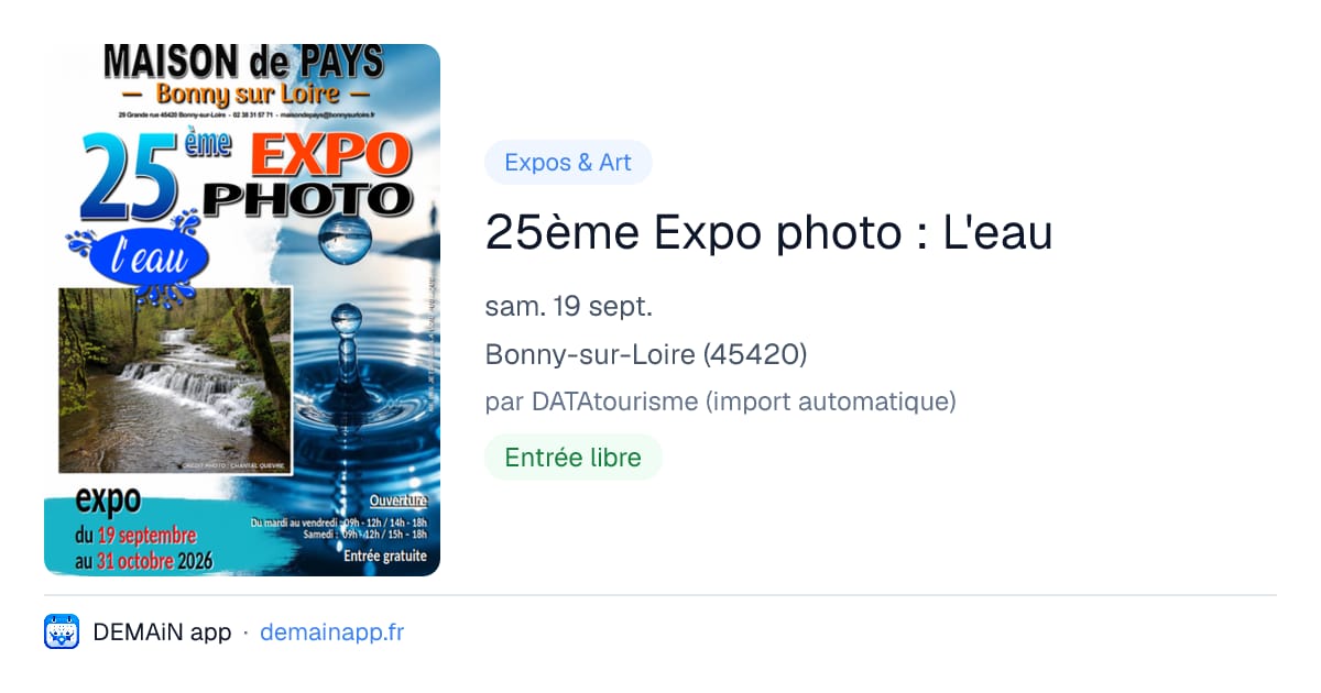 25ème Expo photo : L'eau — Bonny-sur-Loire