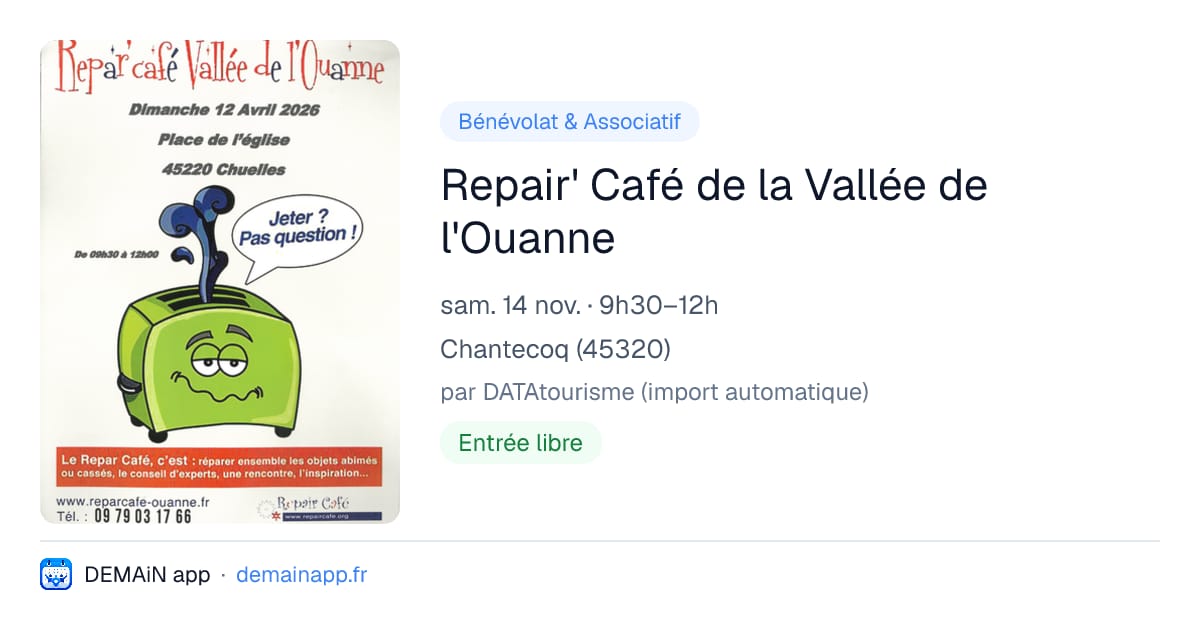Repair' Café de la Vallée de l'Ouanne — Chantecoq