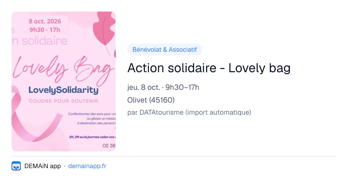 Action solidaire - Lovely bag — Olivet