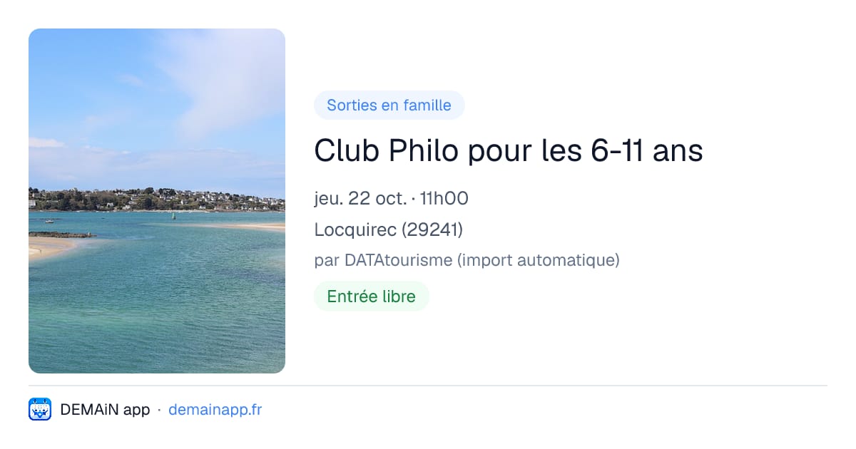 Club Philo pour les 6-11 ans — Locquirec