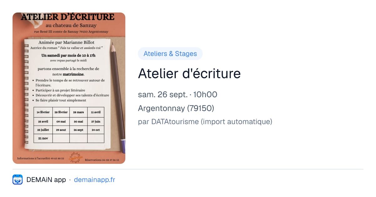 Atelier d'écriture — Argentonnay