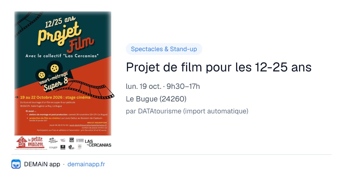 Projet de film pour les 12-25 ans — Le Bugue