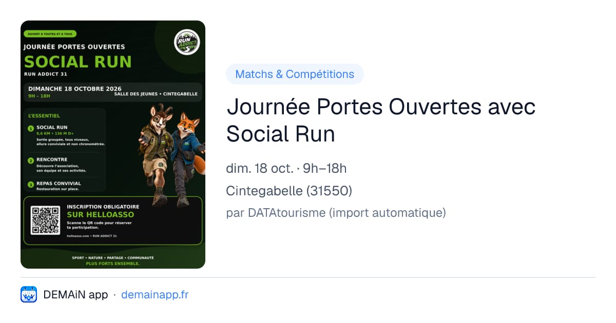 Journée Portes Ouvertes avec Social Run — Cintegabelle