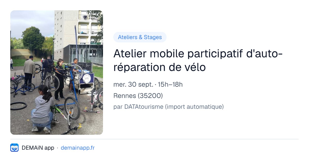 Atelier mobile participatif d'auto-réparation de vélo — Rennes