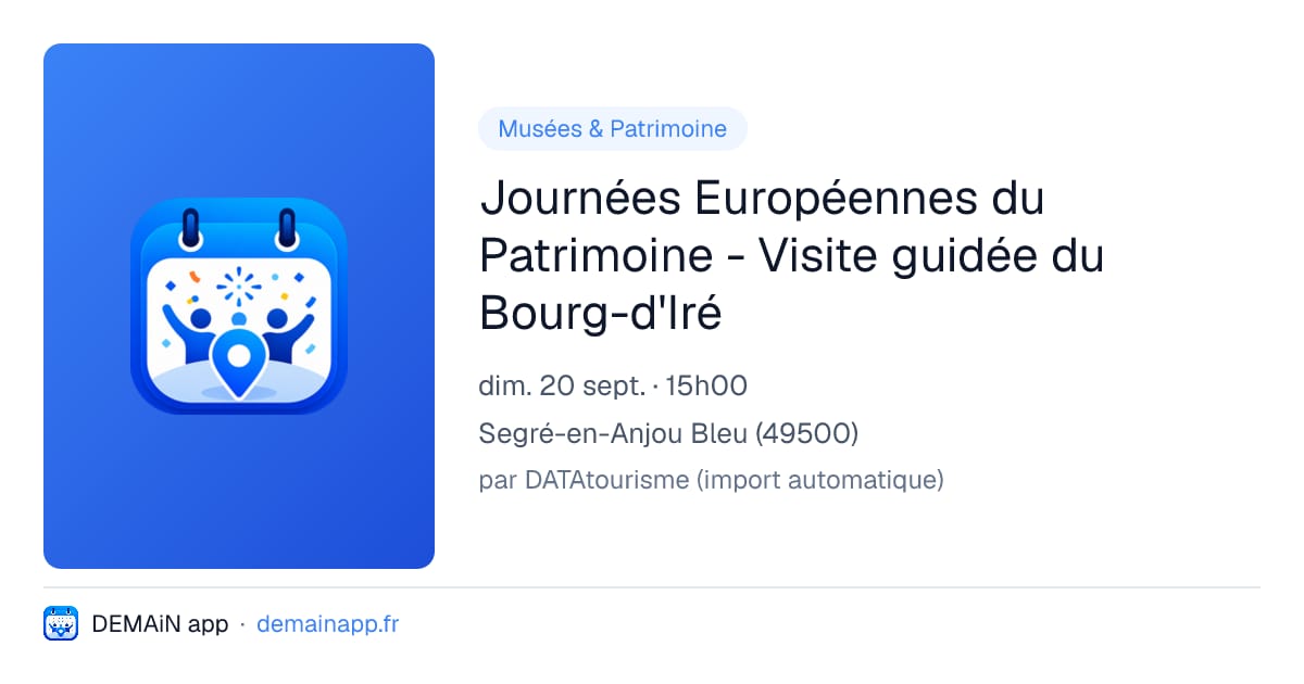 Journées Européennes du Patrimoine - Visite guidée du Bourg-d'Iré — Segré-en-Anjou Bleu