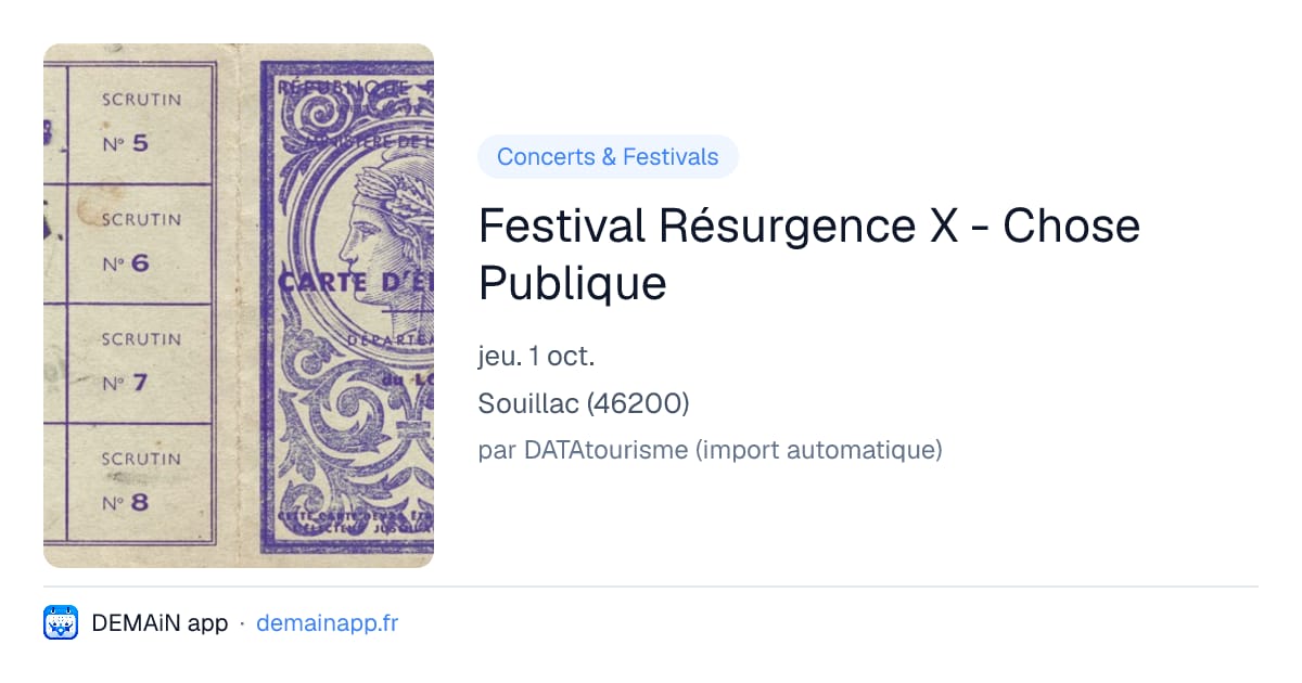 Festival Résurgence X - Chose Publique — Souillac