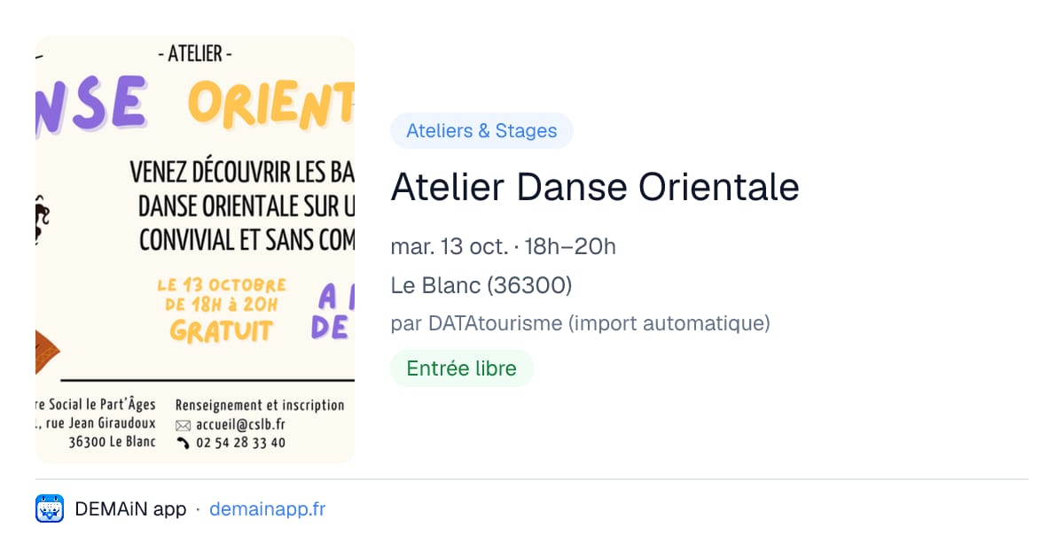 Atelier Danse Orientale — Le Blanc