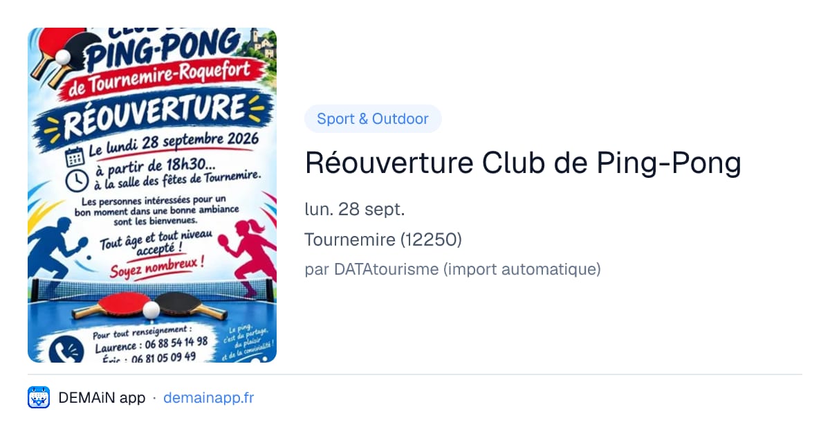 Réouverture Club de Ping-Pong — Tournemire