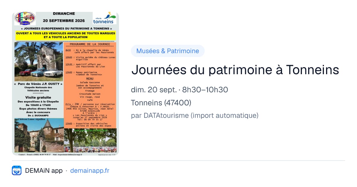 Journées du patrimoine à Tonneins — Tonneins