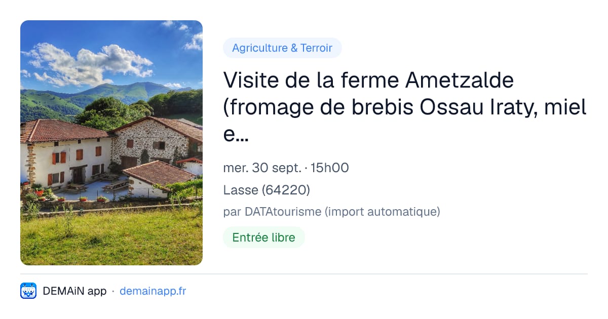 Visite de la ferme Ametzalde (fromage de brebis Ossau Iraty, miel et charcuterie BIO). Sur réservation — Lasse