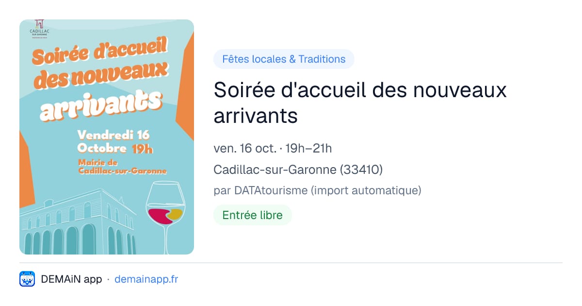 Soirée d'accueil des nouveaux arrivants — Cadillac-sur-Garonne