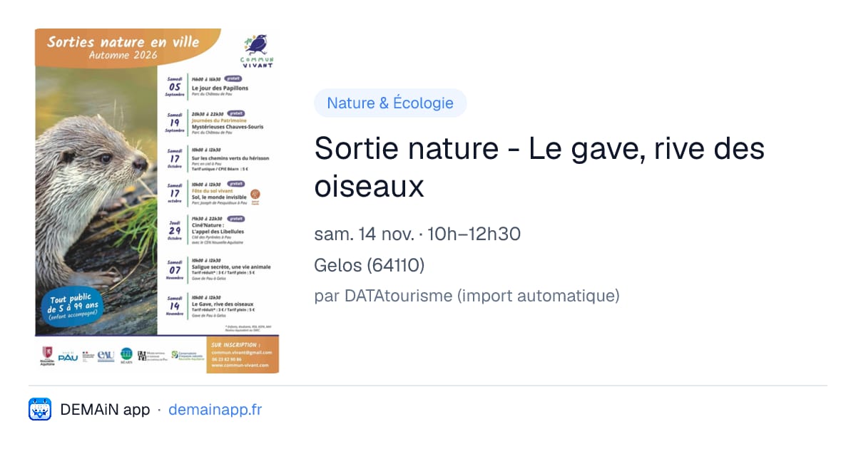 Sortie nature - Le gave, rive des oiseaux — Gelos