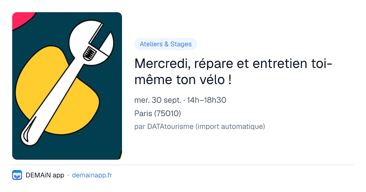 Mercredi, répare et entretien toi-même ton vélo ! — Paris