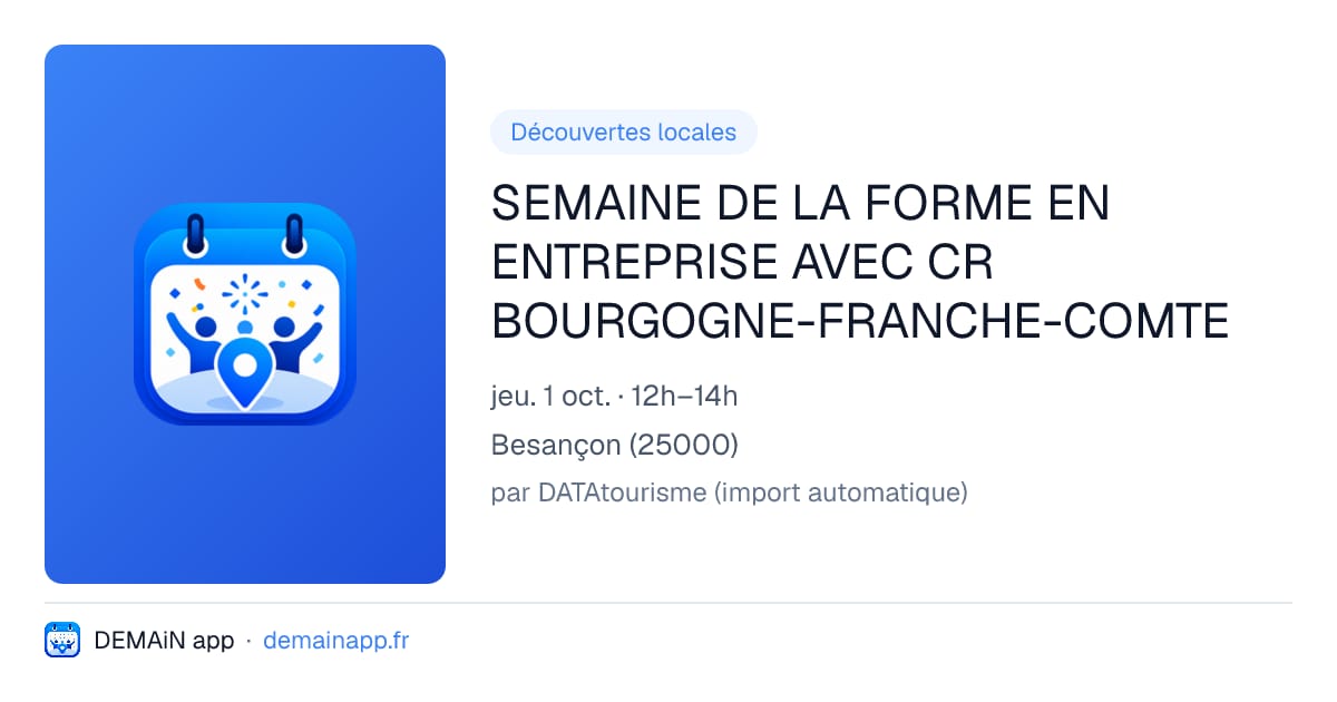 SEMAINE DE LA FORME EN ENTREPRISE AVEC CR BOURGOGNE-FRANCHE-COMTE — Besançon