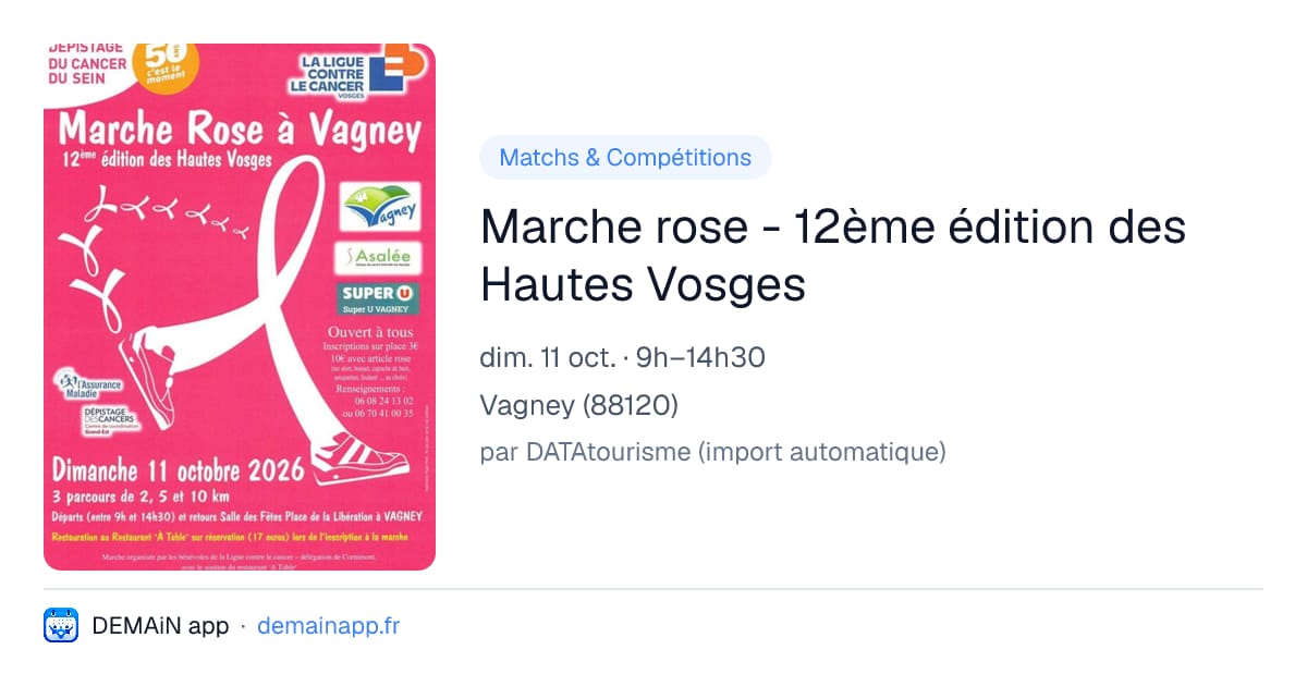 Marche rose - 12ème édition des Hautes Vosges — Vagney