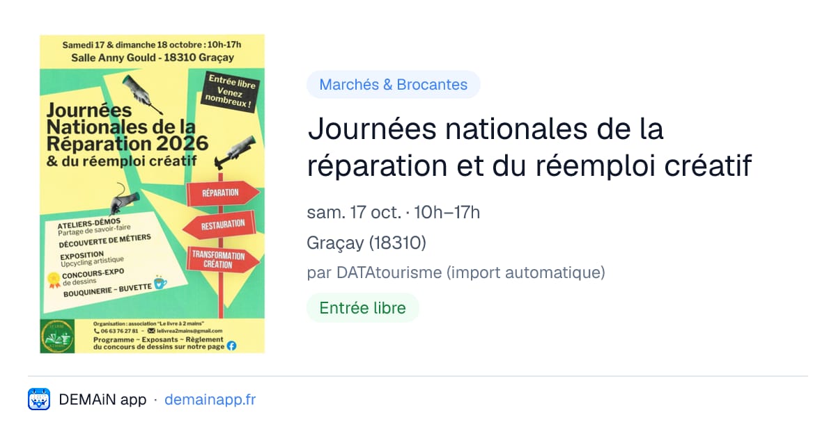 Journées nationales de la réparation et du réemploi créatif — Graçay