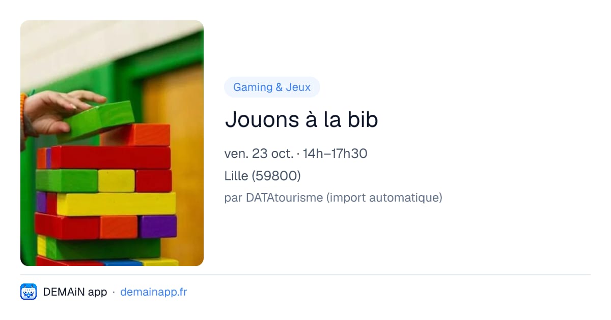 Jouons à la bib — Lille