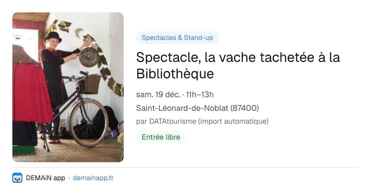 Spectacle, la vache tachetée à la Bibliothèque — Saint-Léonard-de-Noblat