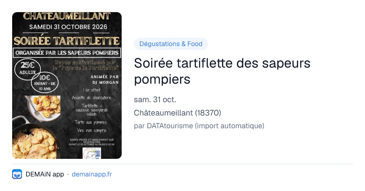 Soirée tartiflette des sapeurs pompiers — Châteaumeillant