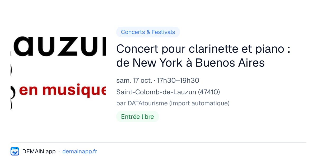 Concert pour clarinette et piano : de New York à Buenos Aires — Saint-Colomb-de-Lauzun