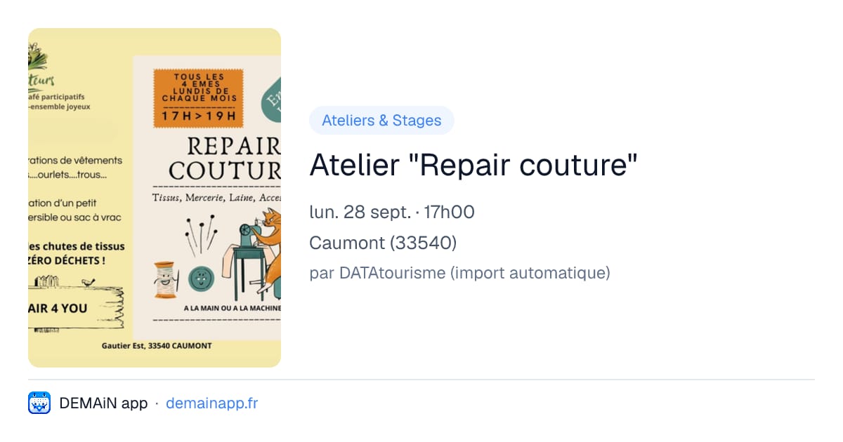 Atelier "Repair couture" — Caumont