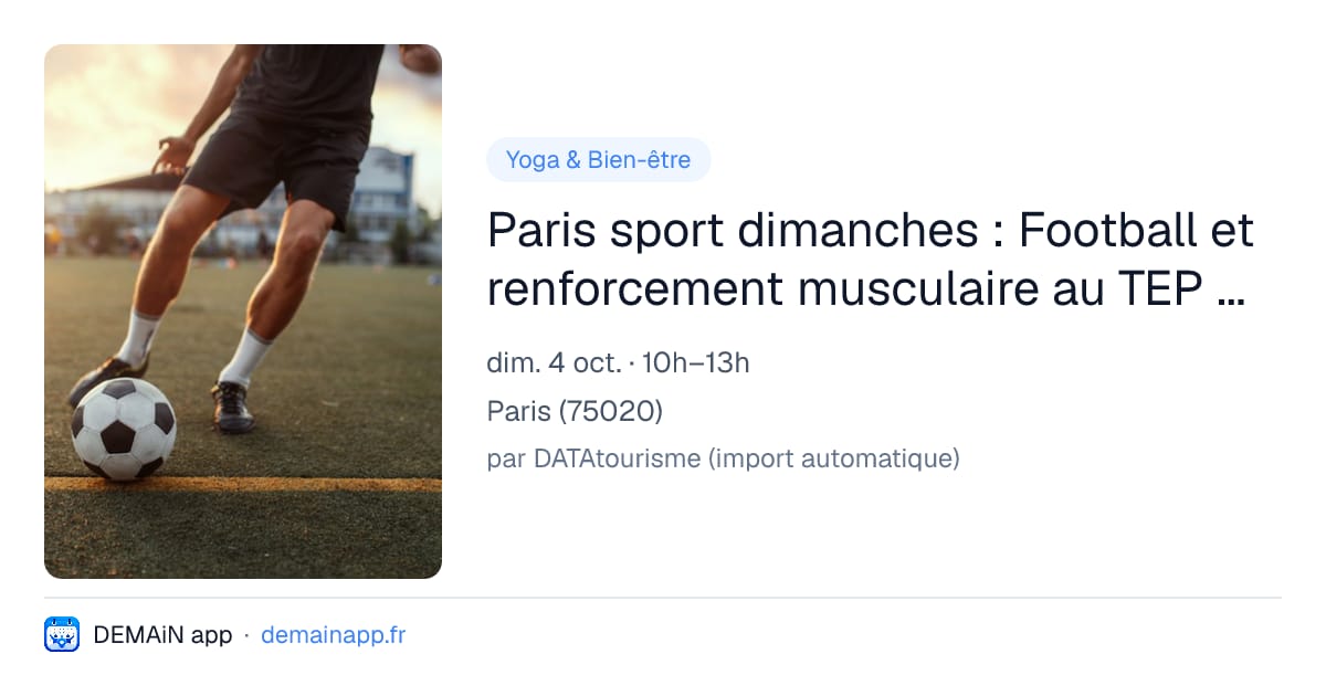 Paris sport dimanches : Football et renforcement musculaire au TEP Angélique Duchemin (ex- Amandiers) — Paris