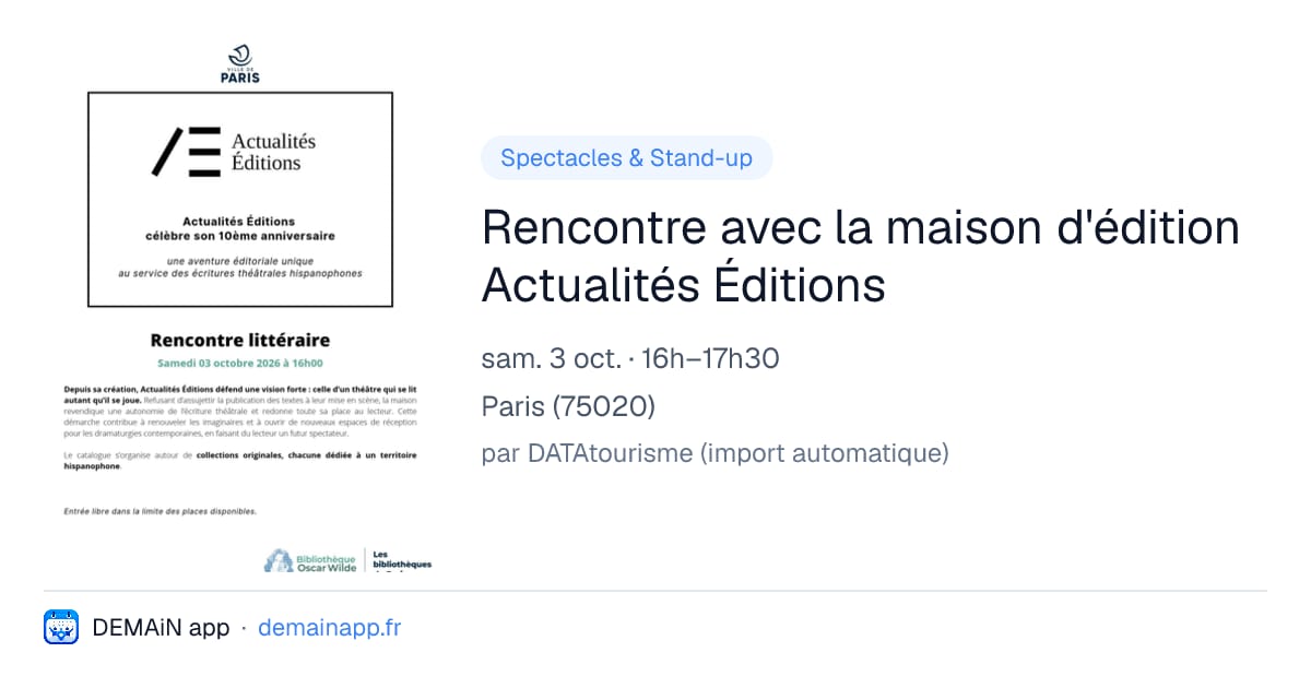 Rencontre avec la maison d'édition Actualités Éditions — Paris
