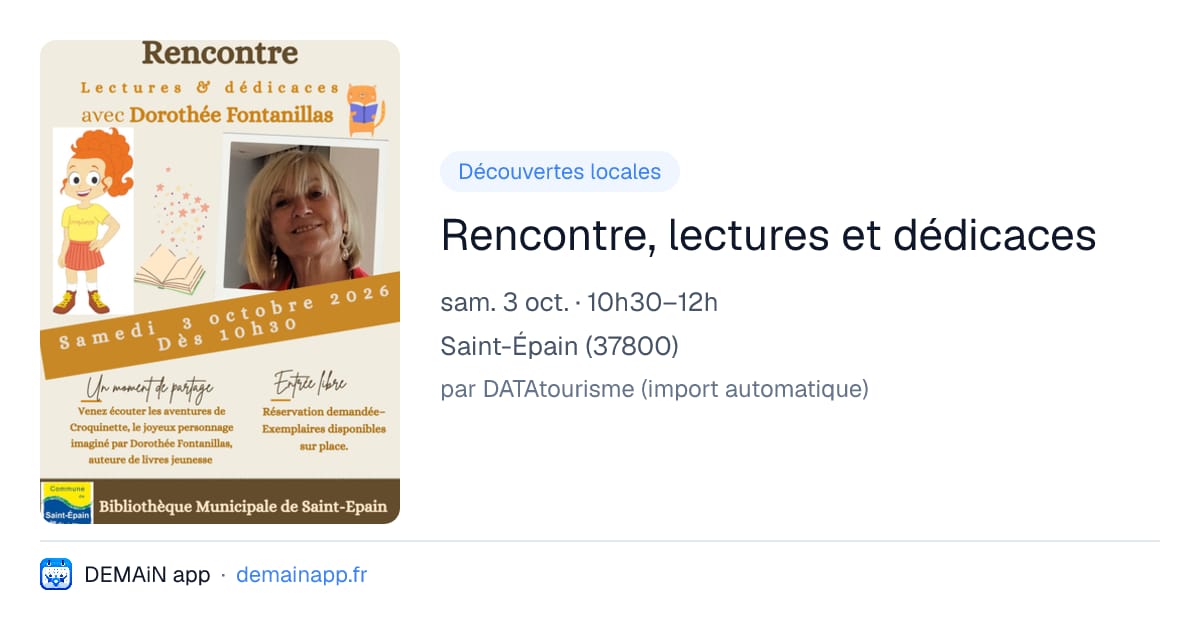 Rencontre, lectures et dédicaces — Saint-Épain