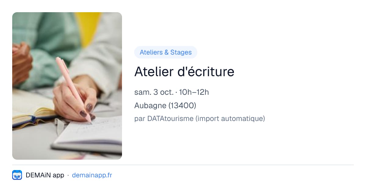 Atelier d'écriture — Aubagne