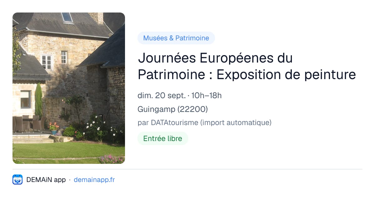 Journées Européenes du Patrimoine : Exposition de peinture — Guingamp