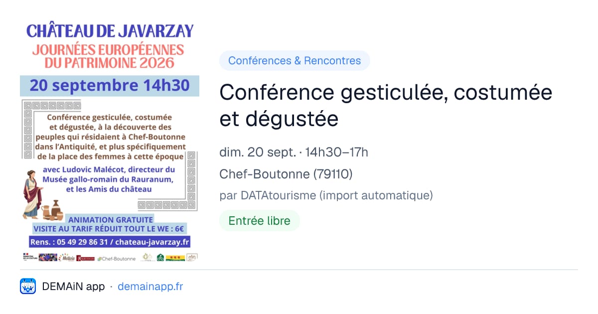 Conférence gesticulée, costumée et dégustée — Chef-Boutonne