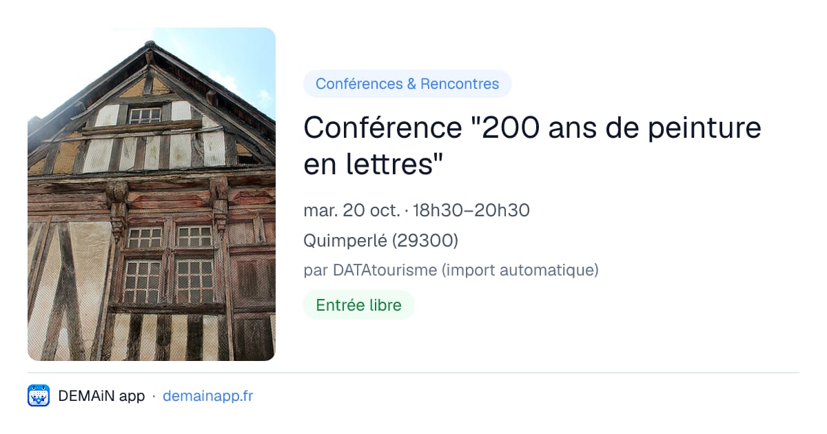 Conférence "200 ans de peinture en lettres" — Quimperlé