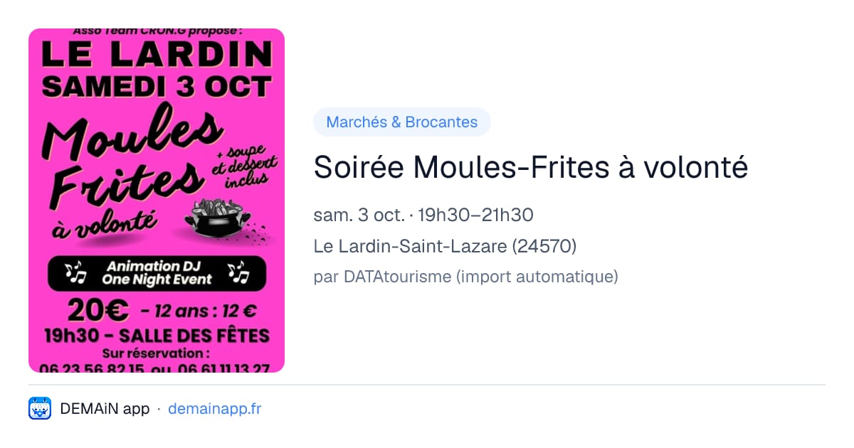 Soirée Moules-Frites à volonté — Le Lardin-Saint-Lazare