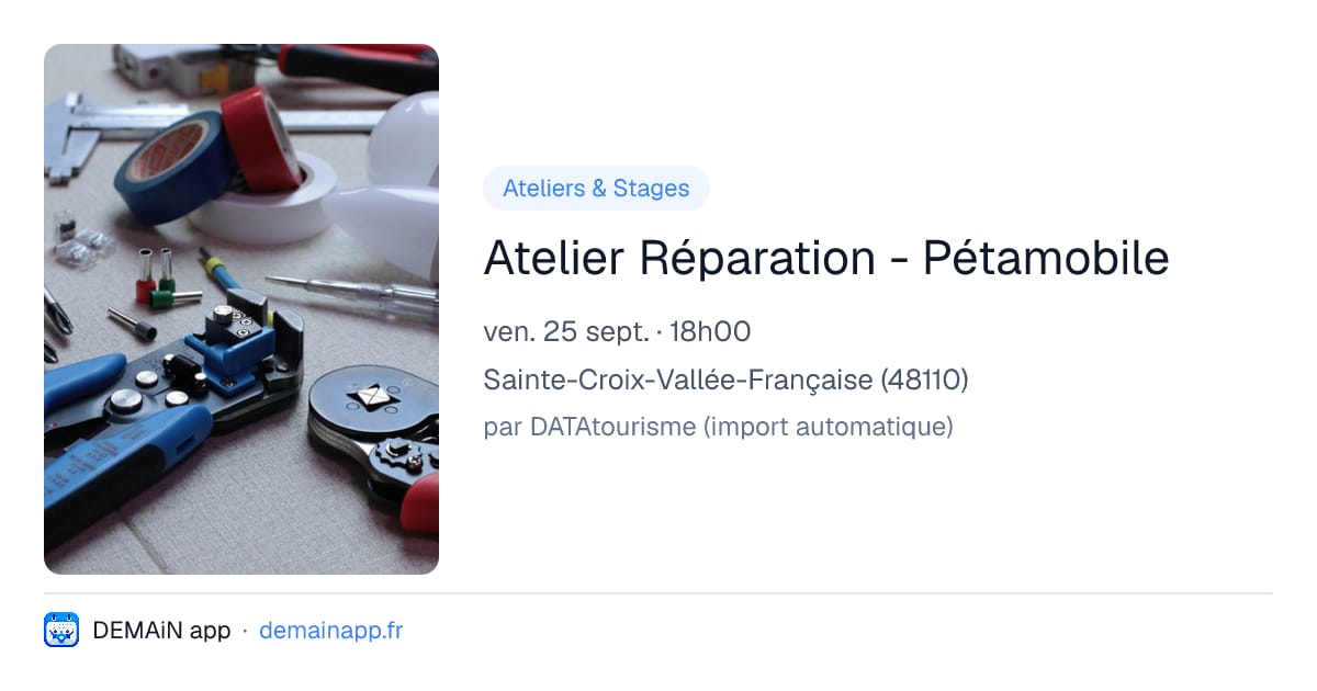 Atelier Réparation - Pétamobile — Sainte-Croix-Vallée-Française