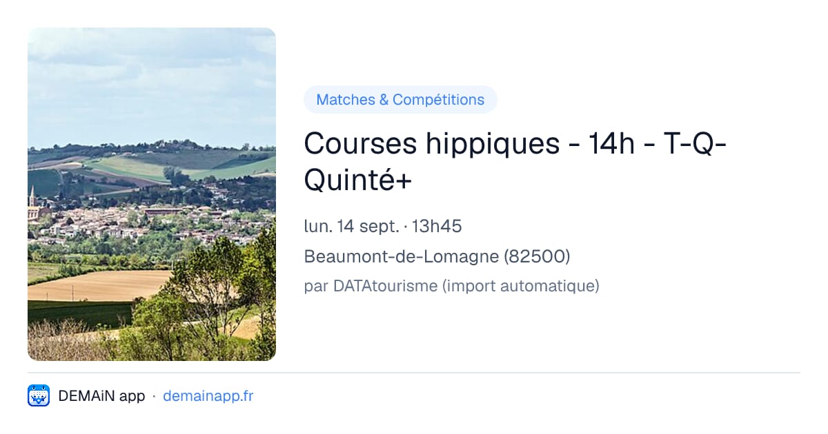 Courses hippiques - 14h - T-Q-Quinté+ — Beaumont-de-Lomagne