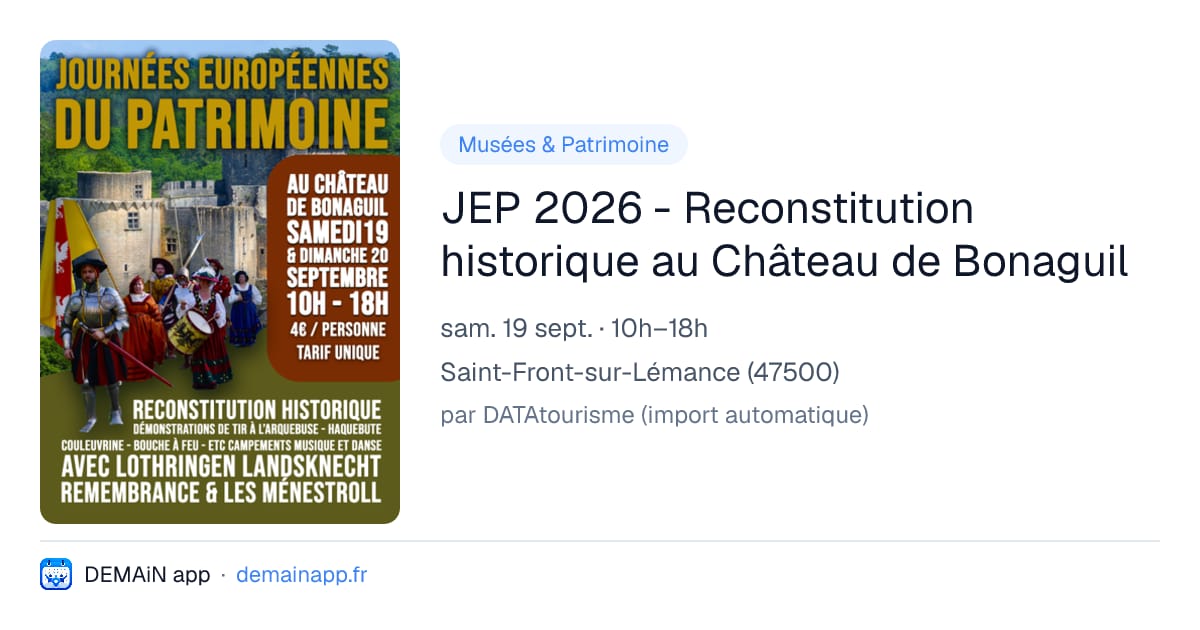 JEP 2026 - Reconstitution historique au Château de Bonaguil — Saint-Front-sur-Lémance