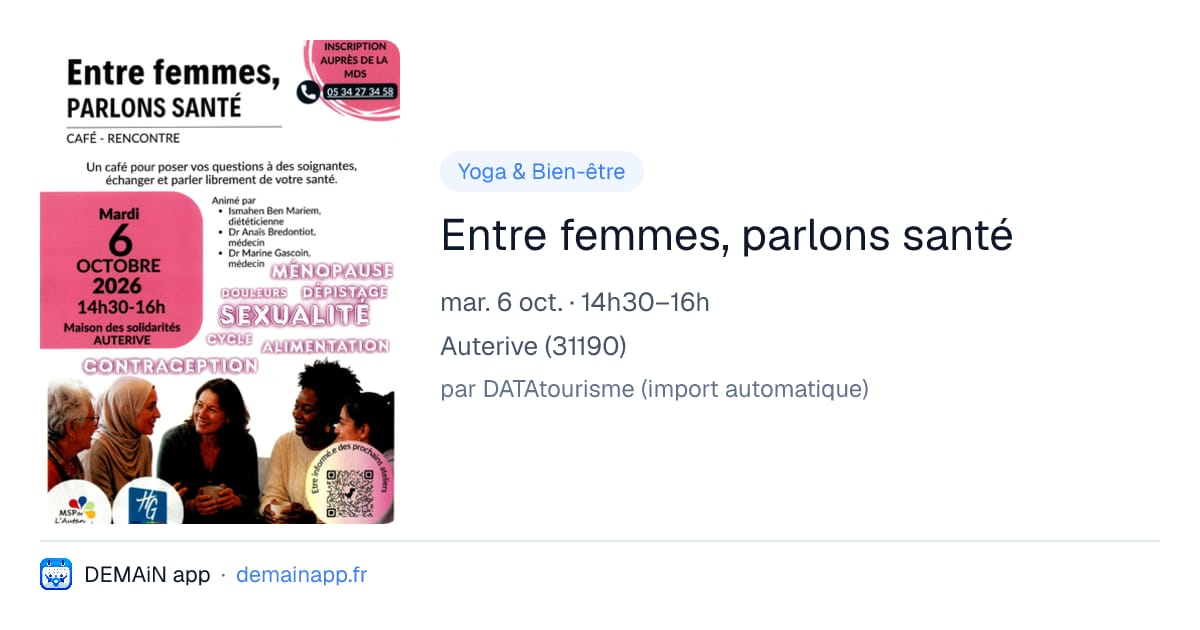 Entre femmes, parlons santé — Auterive