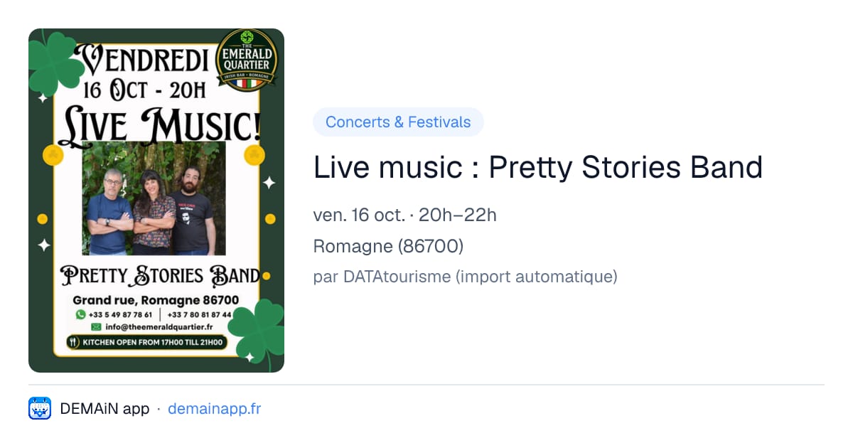 Live music : Pretty Stories Band — Romagne