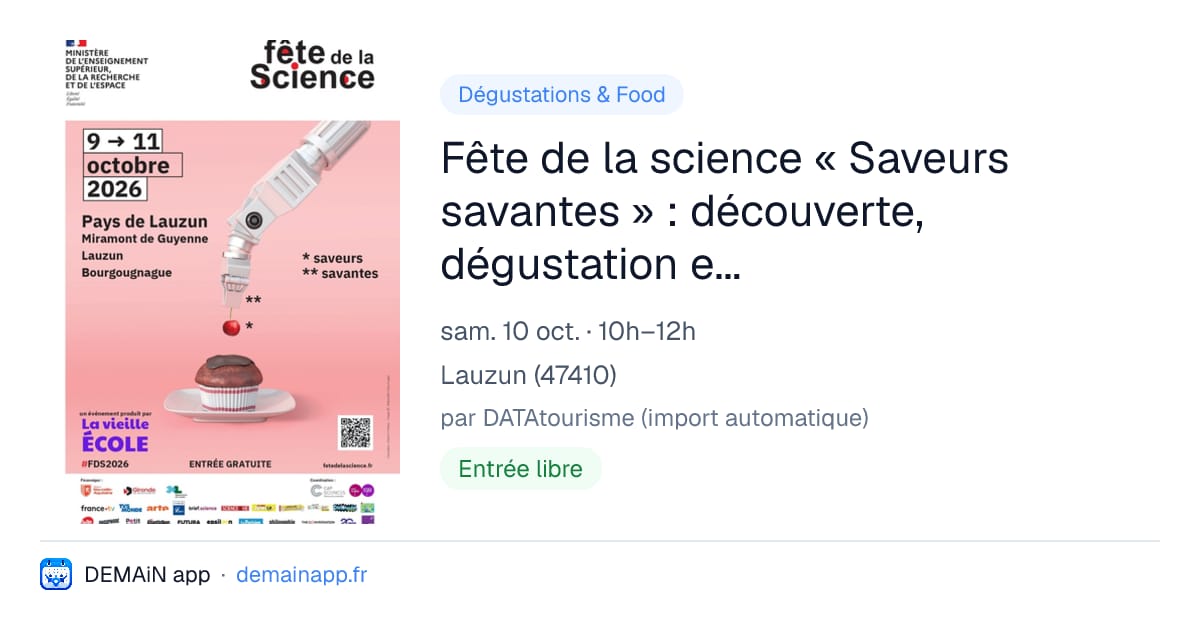 Fête de la science « Saveurs savantes » : découverte, dégustation et petites expériences — Lauzun