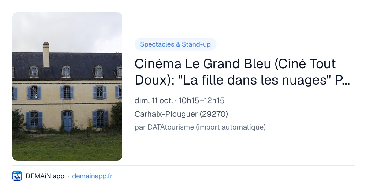 Cinéma Le Grand Bleu (Ciné Tout Doux): "La fille dans les nuages" Présenté en version sous-titrée sourds et malentendants — Carhaix-Plouguer