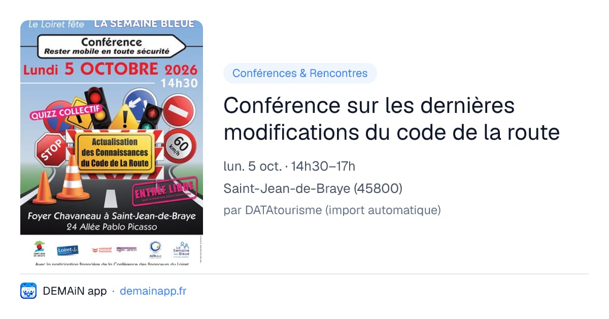 Conférence sur les dernières modifications du code de la route — Saint-Jean-de-Braye