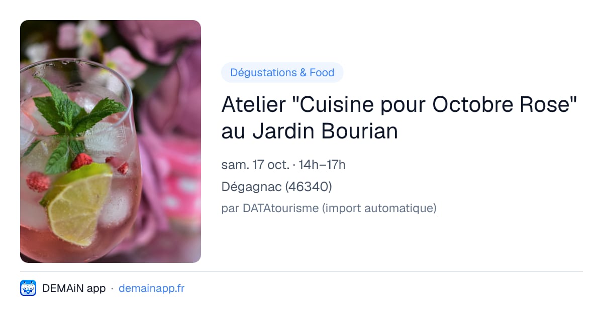 Atelier "Cuisine pour Octobre Rose" au Jardin Bourian — Dégagnac