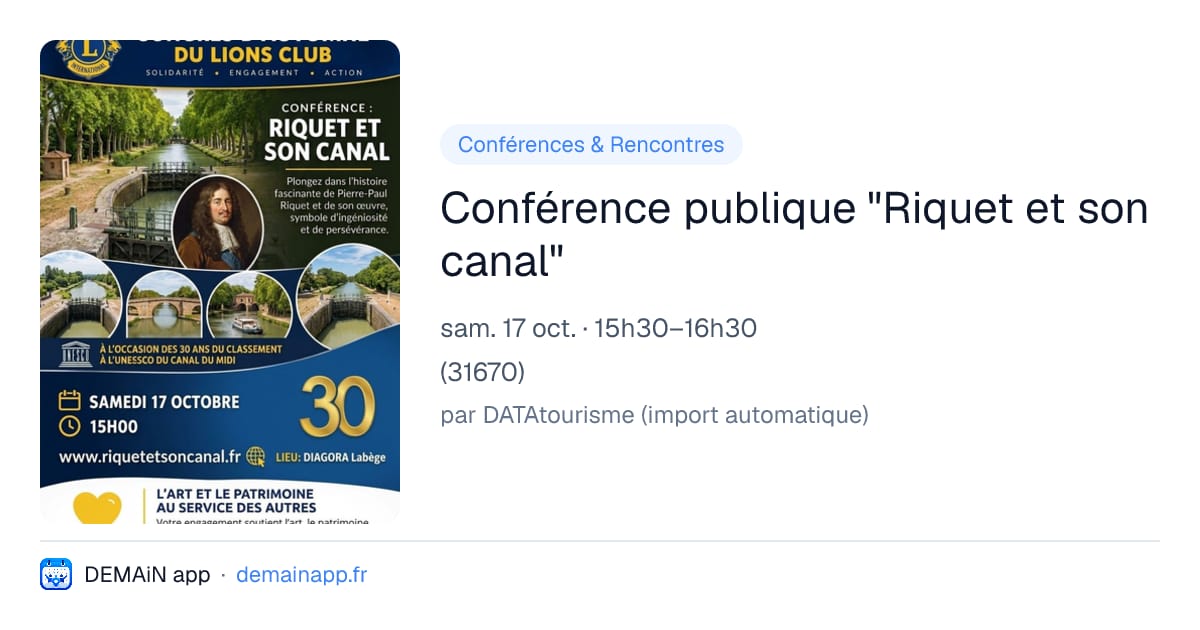 Conférence publique "Riquet et son canal"