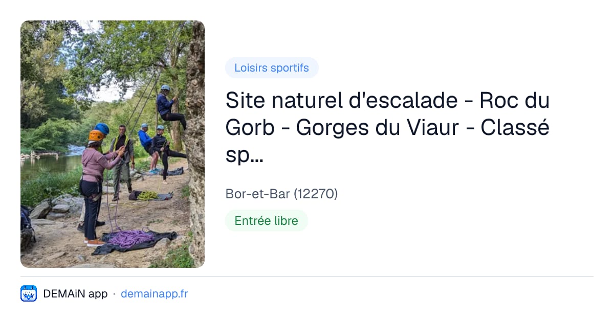 Site naturel d'escalade - Roc du Gorb - Gorges du Viaur - Classé sportif normes FFME — Bor-et-Bar