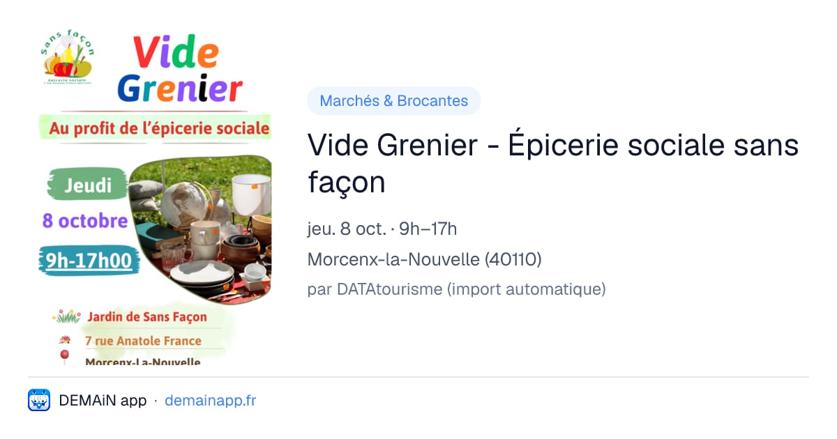 Vide Grenier - Épicerie sociale sans façon — Morcenx-la-Nouvelle